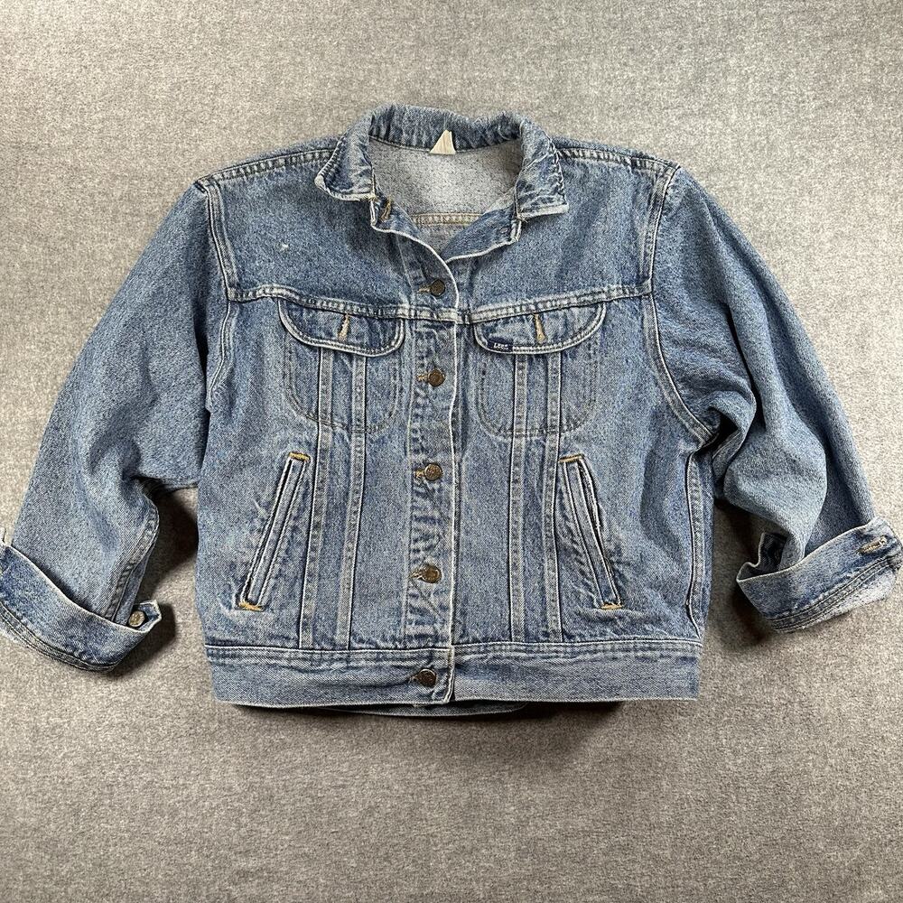 Vintage Lee Riders Denim Jacket Boxy Cropped Oversized Faded Distressed 22”